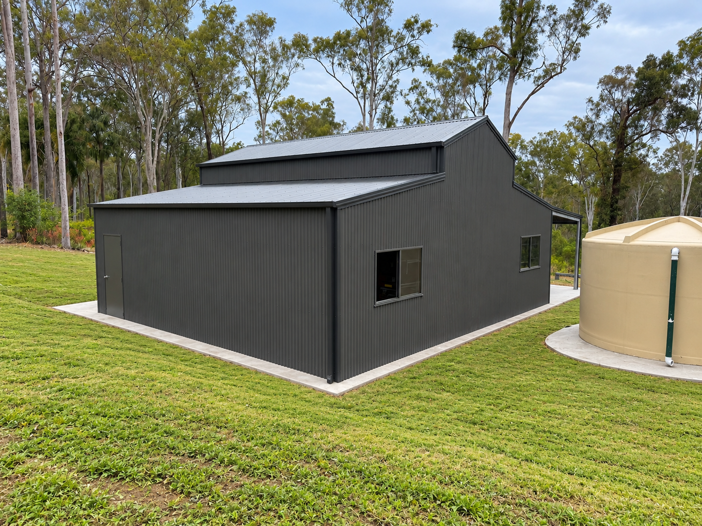 Completed steel shed on a rural property at Tamborine