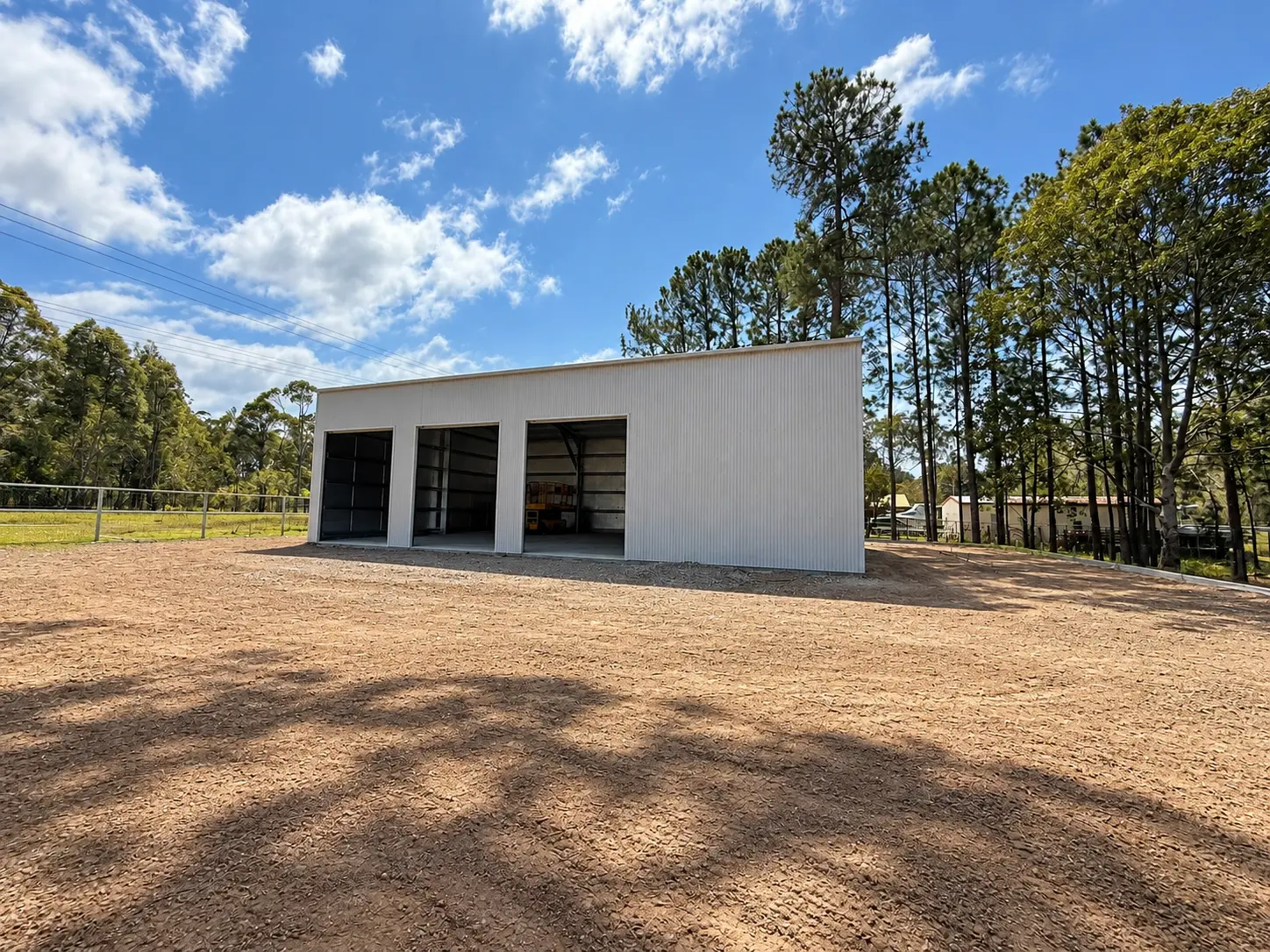 Steel shed with Colorbond cladding on a property at Morayfield